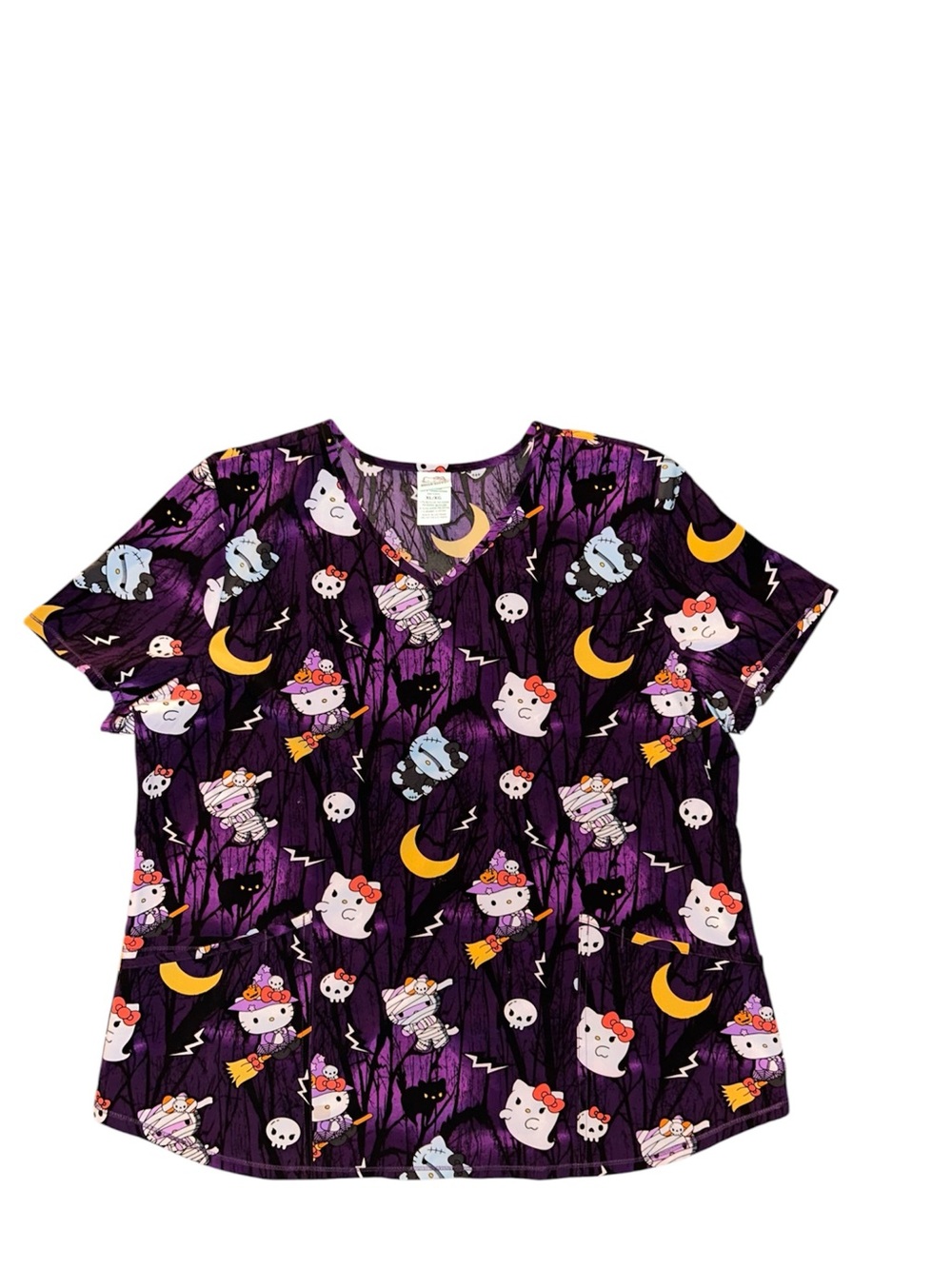 Hello Kitty Halloween Purple Scrub Top